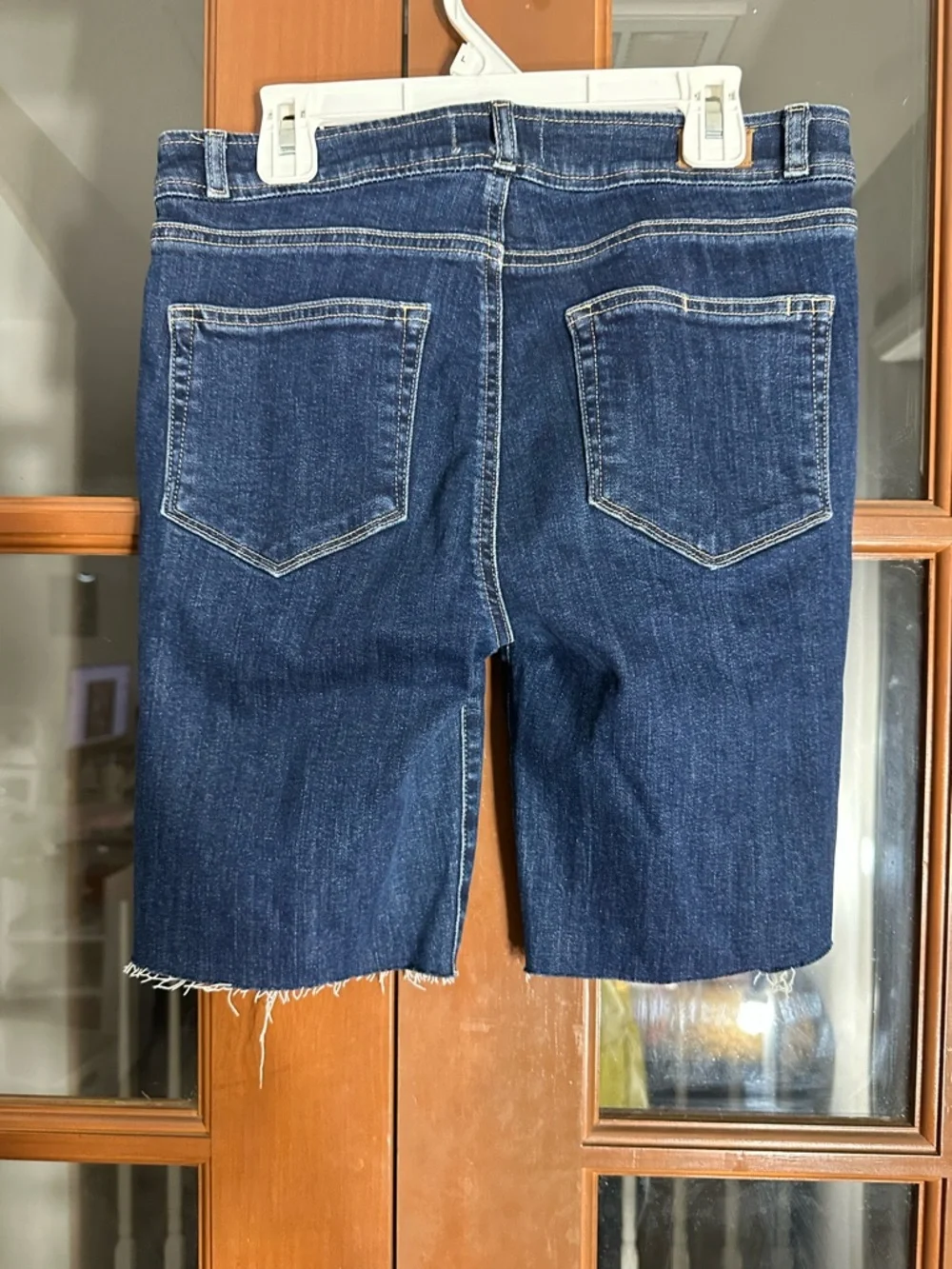 NWOT PAIGE Indigo Denim Bermuda Shorts with Front Zip